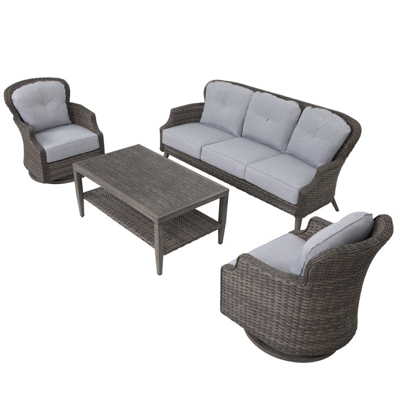 Jeffree Wicker 5 - Person Patio Conversation Set with Cushions