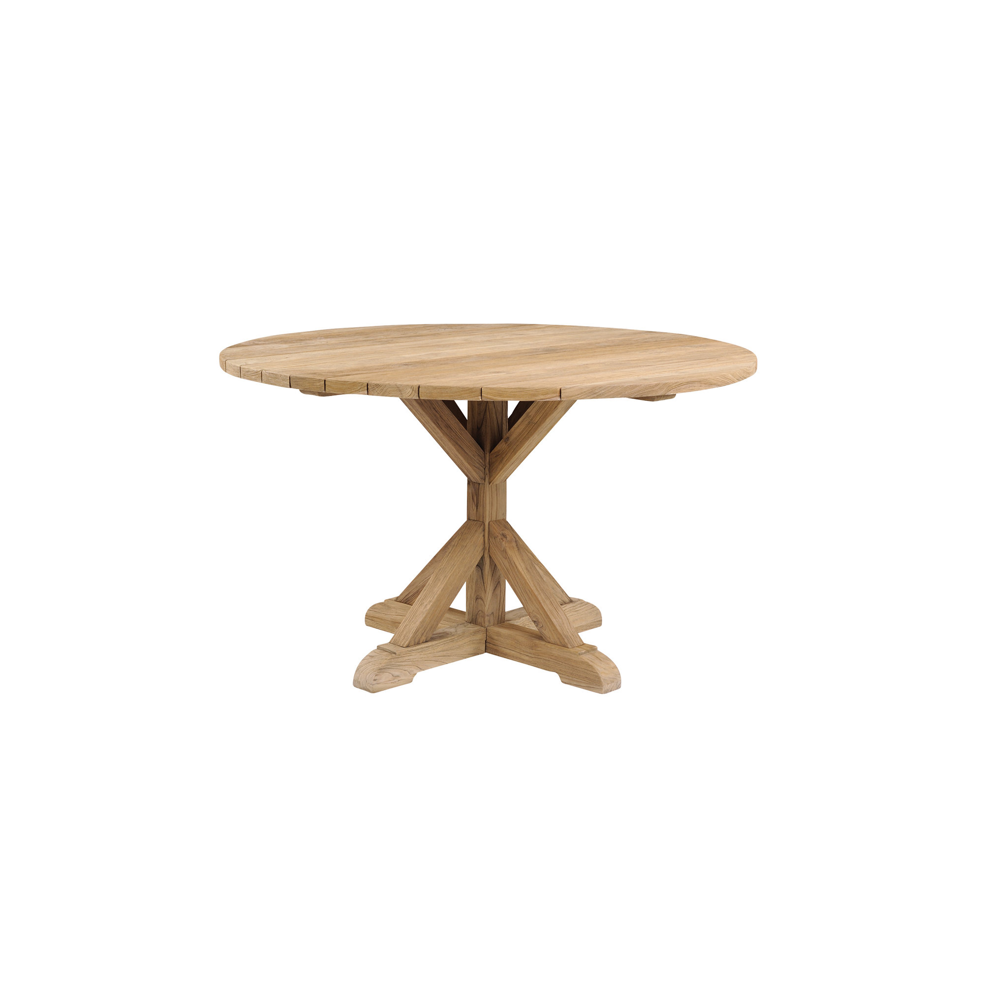 Teak and Wicker Patio Dining Set, 59" Diameter
