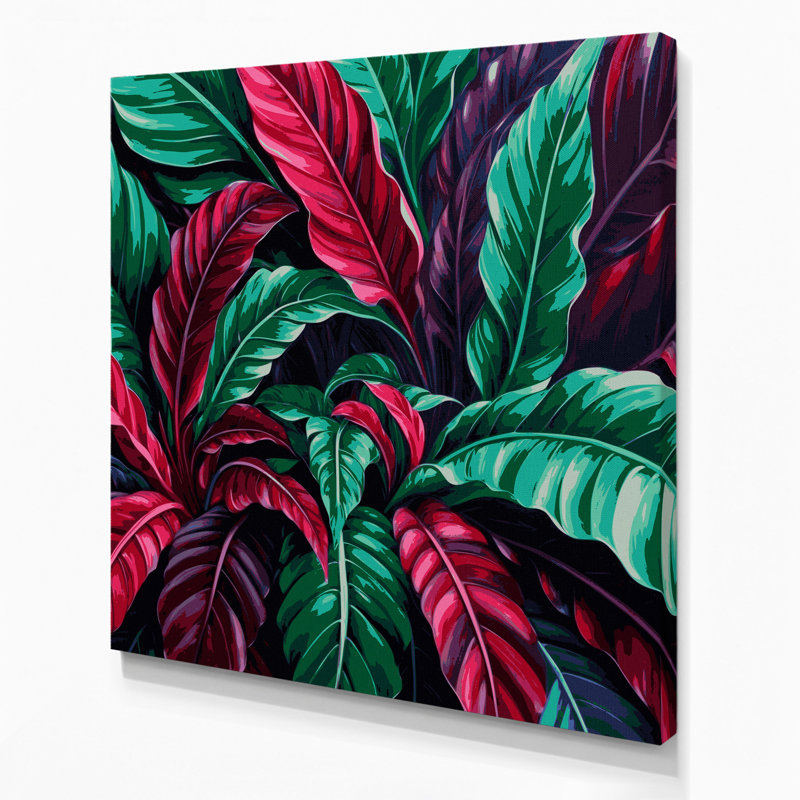 «Hawaiian Ti Plants», art mural sur toile grise, H 12 po x l 12 po