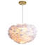 Lustre moderne blanc sphérique à 3 lumières de 18 po avec accents de plumes pour chambre à coucher-1846736536