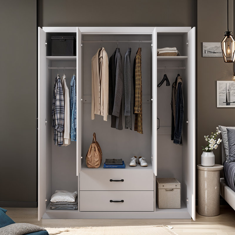 ALLINGTON 4 Door 2 Drawer Wardrobe With Mirror, White