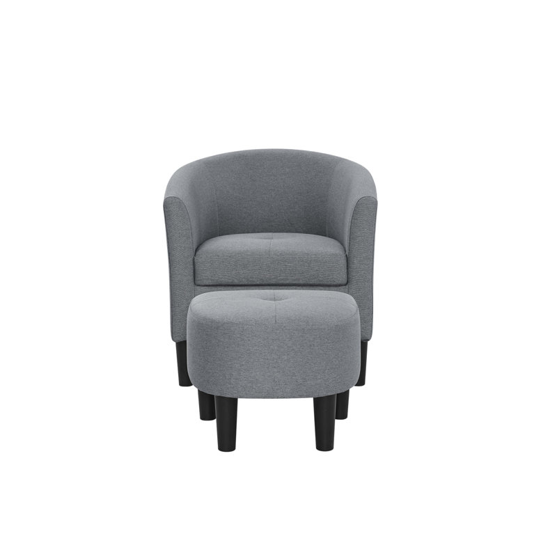 Fauteuil demi-tonneau en polyester et repose-pieds de 25,5 po de large Moss