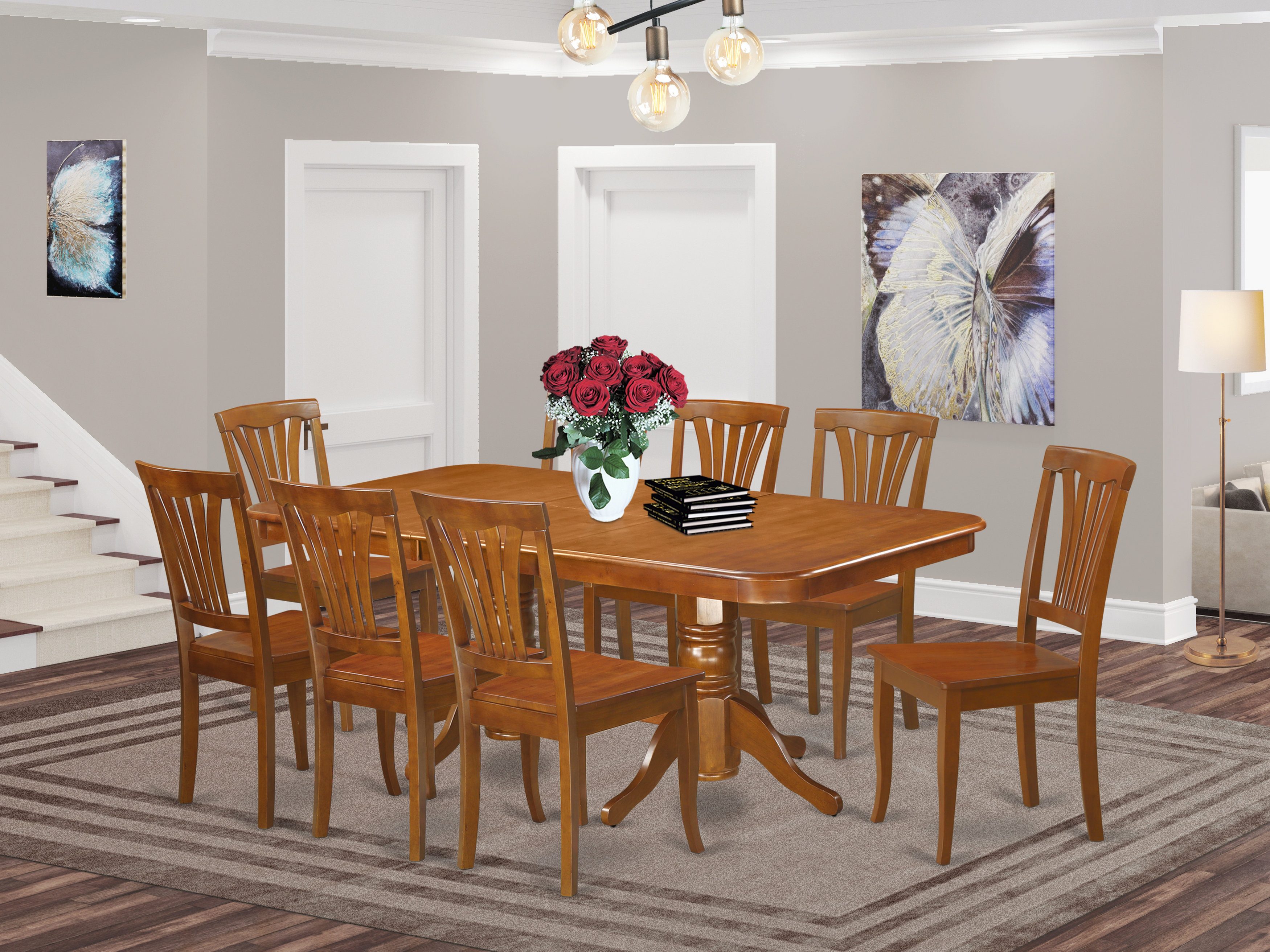 August Grove Pillsbury Butterfly Leaf Rubberwood Solid Wood Dining Set ...
