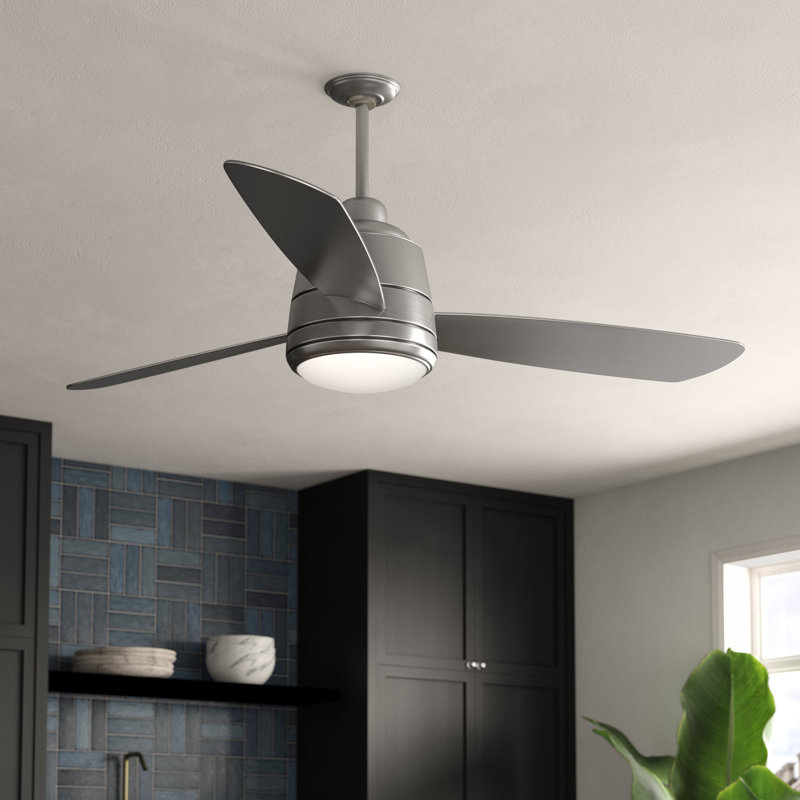 Melanthios Ceiling Fan, Satin Nickel with Silver Blades