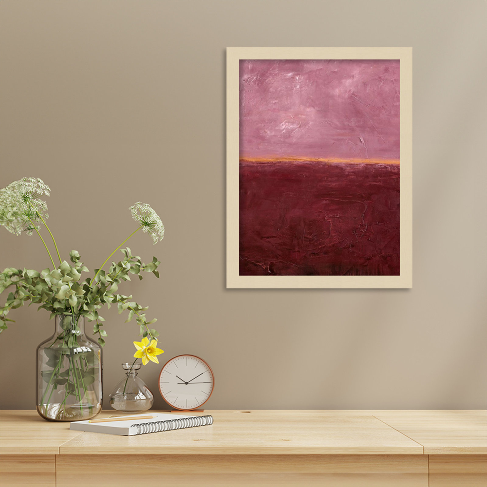 Edge Rose Print by Design Fabrikken, Brown, 17" H x 13" W