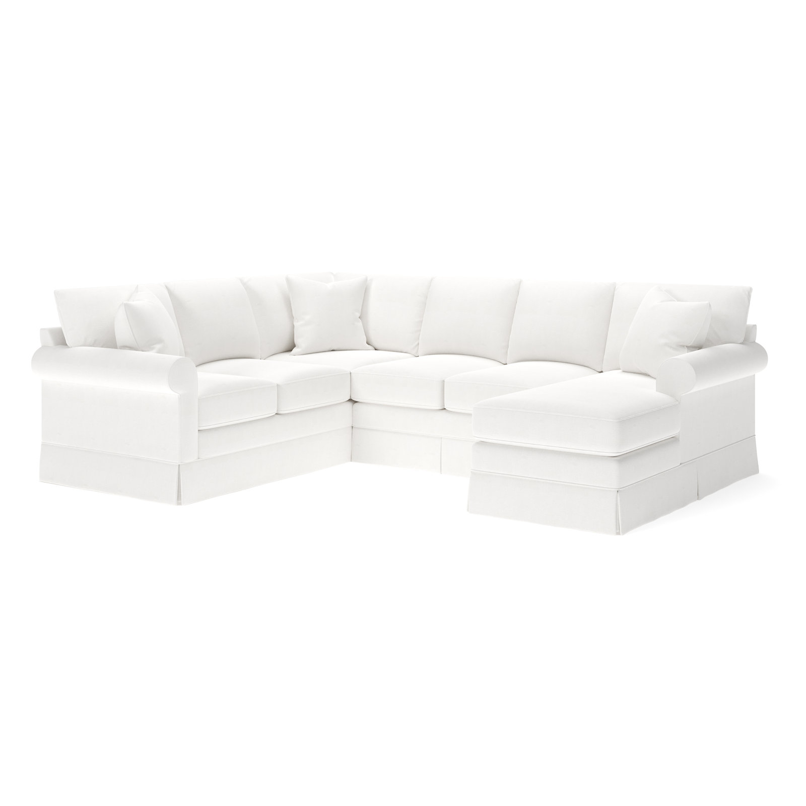Friedman Upholstered Chaise U-Sectional, Right Hand Facing, Drusky Moonglow Sustain® Basketweave