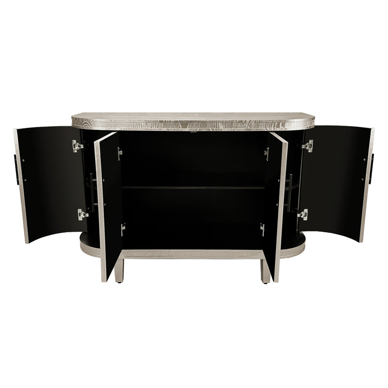 Console de 47,2 pouces en bois couleur champagne: avec 4 portes et tablettes intérieures réglables pour une utilisation domestique Buffet de table: champagne avec espaces