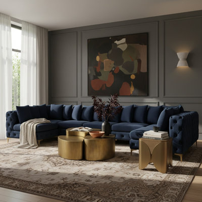 Canapé modulaire réversible en velours de 168 po de largeur