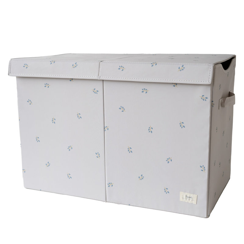 3 Sprouts - Recycled Fabric Storage Chest with Lid - Blueberry Taupe