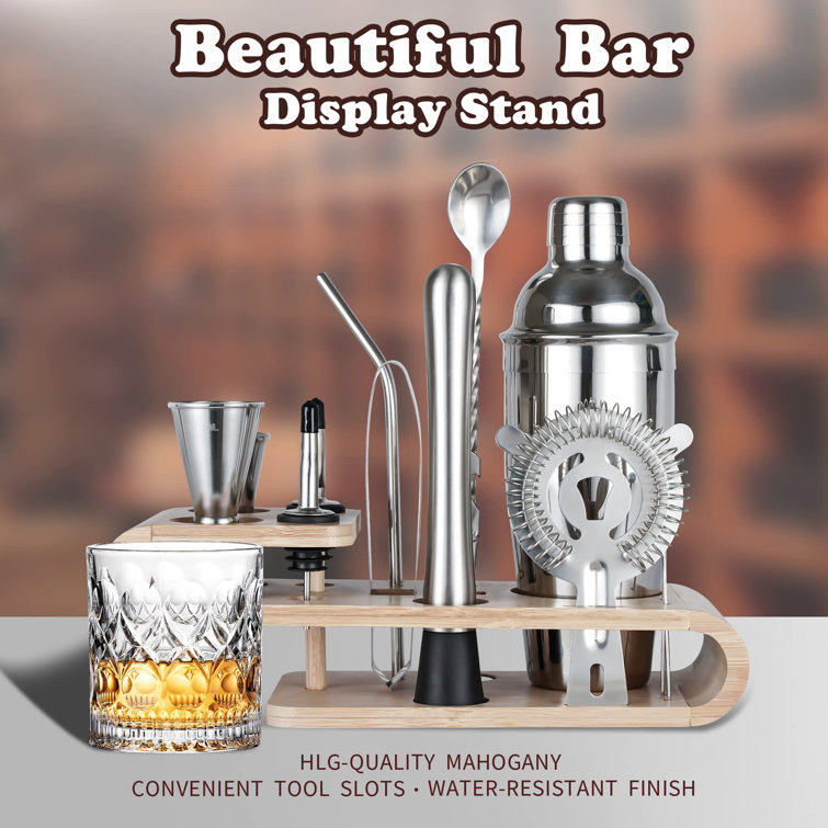 Cocktail Shaker Set Bartender Kit With Stand | 16pcs Bar Kit Drink Mixer Set
