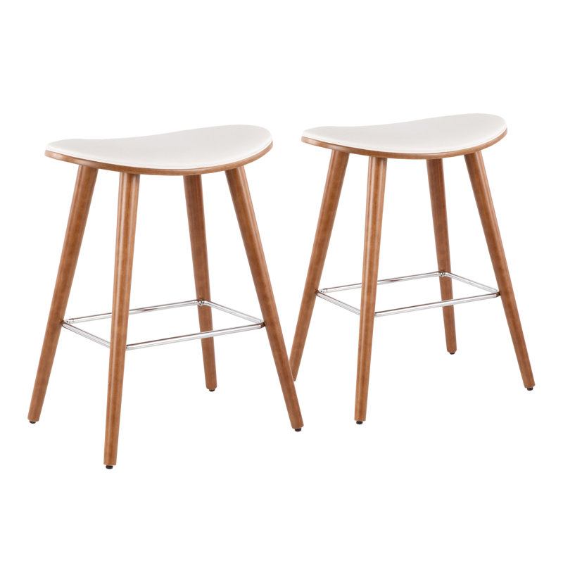 Cabott Upholstered Counter Stool, White Faux Leather