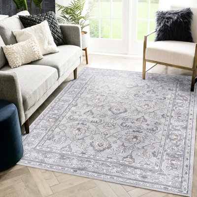 Tapis non délesté 5X7 / gris / teint, look pour le salon, la chambre à coucher, le tapis du bureau de salle à manger et l'ameublement de la pièce parfaite