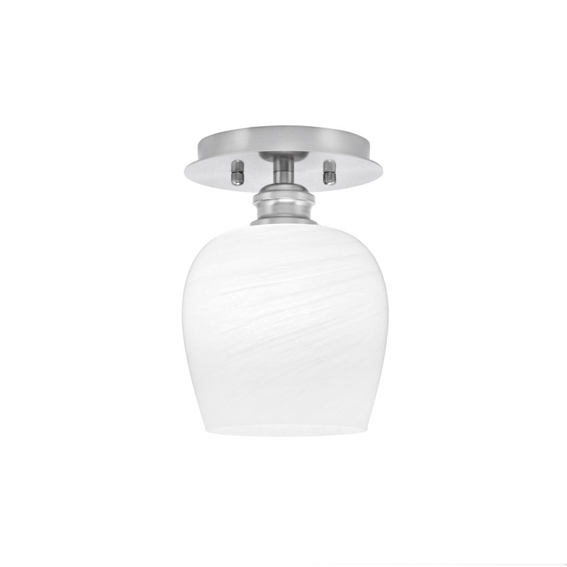 Plafonnier semi-encastré avec verre blanc de 6 po Edge, Nickel brossé, H 8,5 po x l 6,25 po x P 6,25 po
