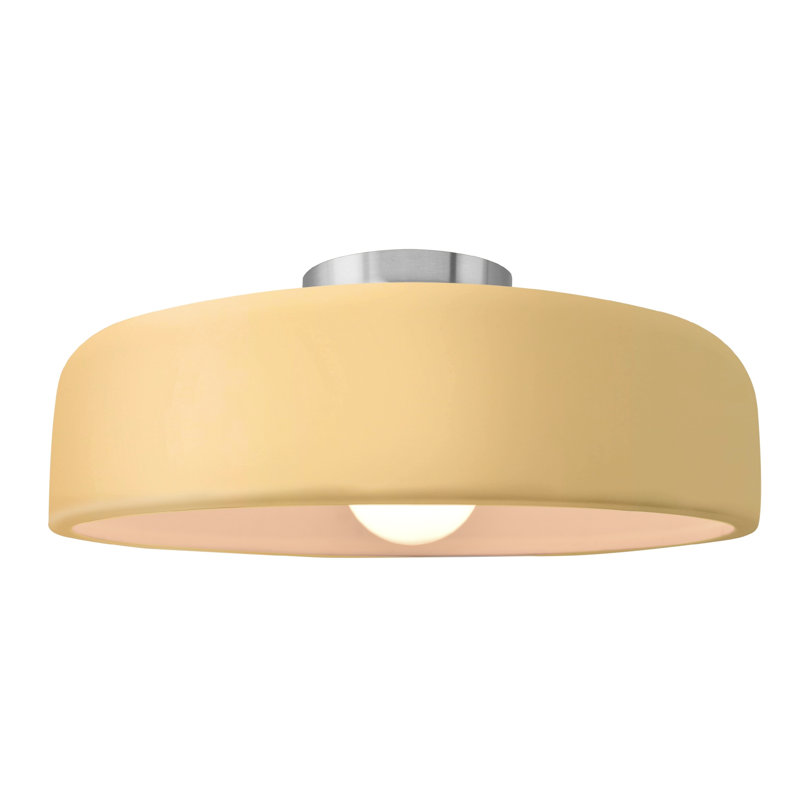 Plafonnier semi-encastré Radiance, Jaune atténué, Nickel brossé, H 6,5 po x l 16 po x P 16 po