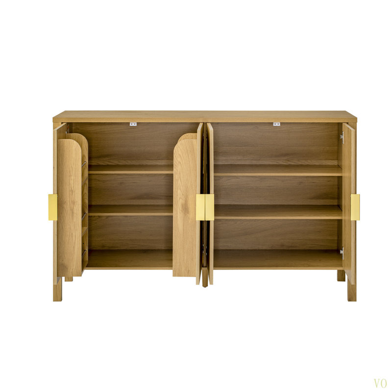 Armoire de rangement 57,5 po Modern Modern Stripe, Naturel