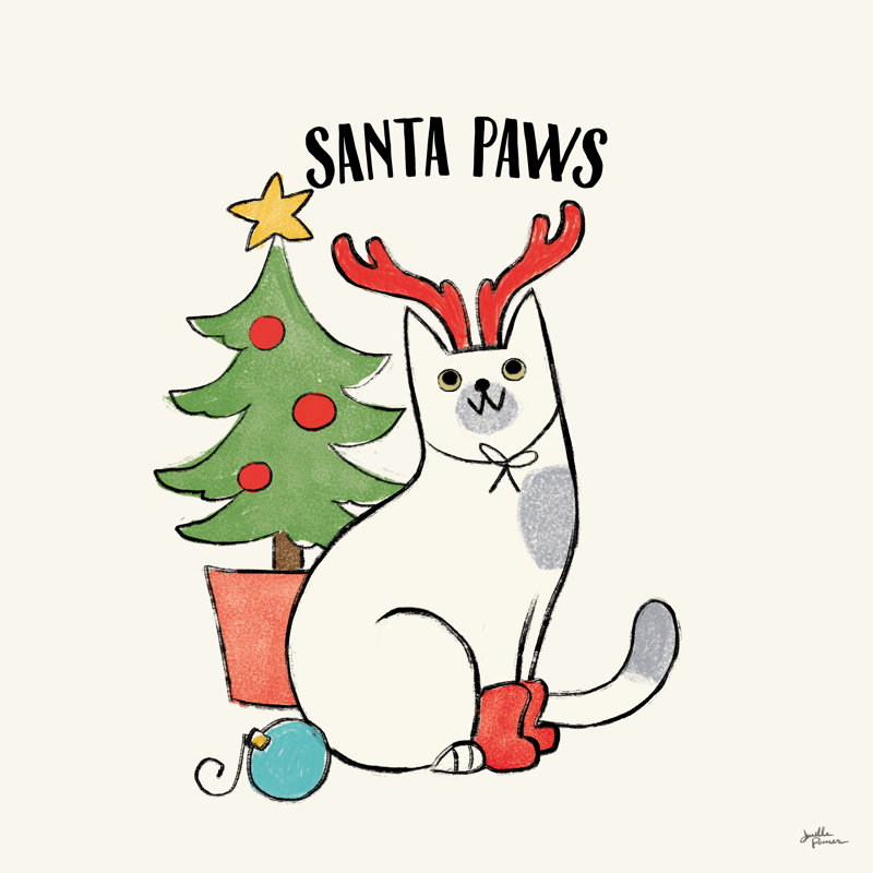 «Santa Paws V» par Janelle Penner, reproduction, H 36 po x l 36 po, Oui, Imprimé avec cadre blanc