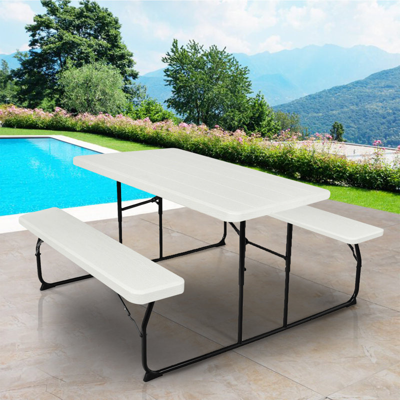 Table de pique-nique rectangulaire pour 4 personnes, Blanc