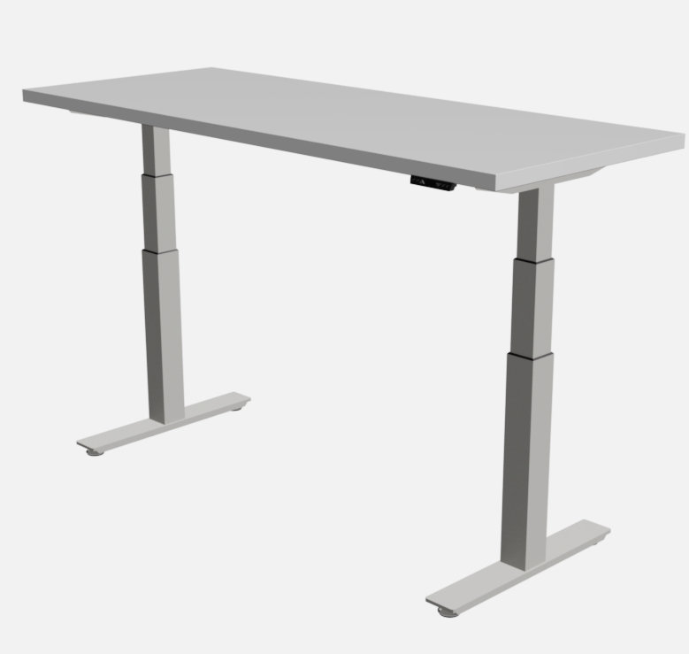 Jessiah Adjustable Metal Base Standing Desk, Designer White, 29" H x 58" W x 29" D