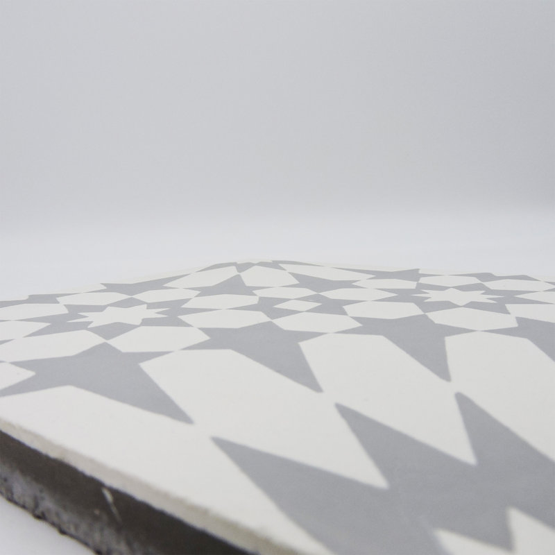 Agdal 8" x 8" Cement Patterned Wall & Floor Tile, Gray/White