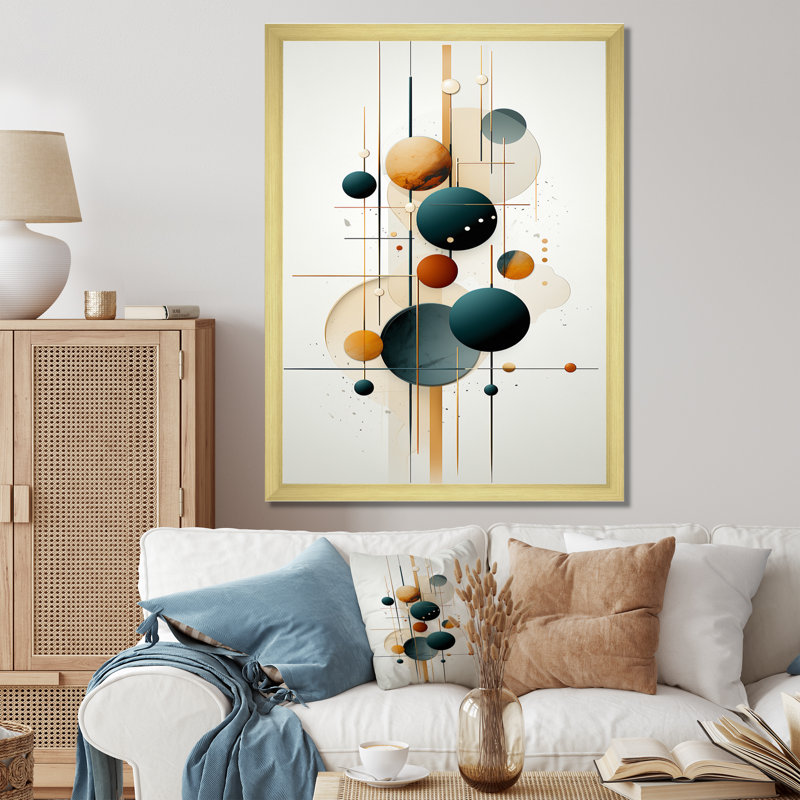 Doux sérénité circulaire géométrique rétro minimaliste - salon d'art mural géométrique moderne, H 32 po x l 16 po x P 1 po