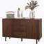 Buffet, armoire de cuisine avec 2 armoires, 3 tiroirs et tablettes réglables, armoire à café pour le salon, entrée, brun rustique