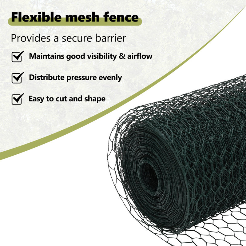 Vidaxl Fence With Posts PVC-Coated Steel, Green, 120cm H x 2500cm W x 3.2cm D