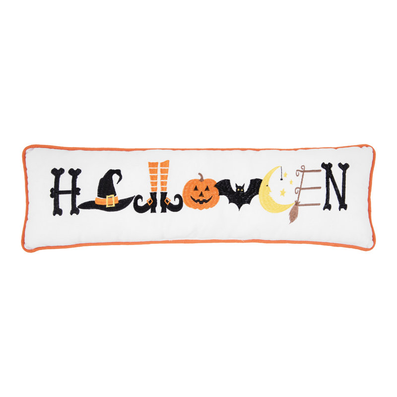 24" x 6" Halloween Embroidered Throw Pillow