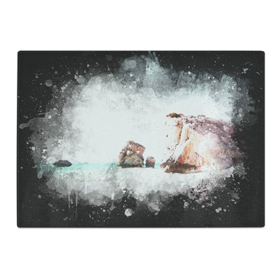 Tempered Glass Sand Beach in Cyprus Paint Splash Chopping Board