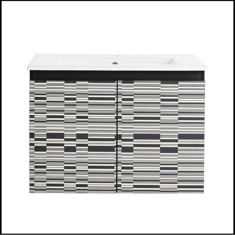 Meuble-lavabo mural 24 po avec lavabo en céramique et porte d'armoire à fermeture en douceur 24 po