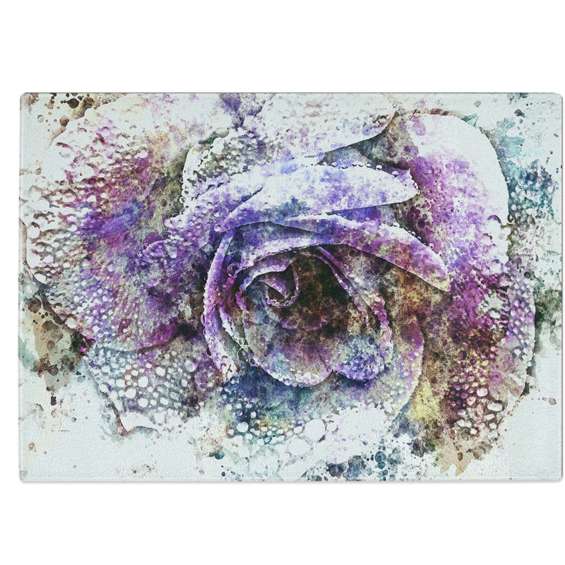 Tempered Glass Rose Chopping Board, 39 cm W x 28.5 cm L