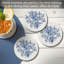Ensemble de 4 sous-verres ronds à motif floral bleu et blanc
