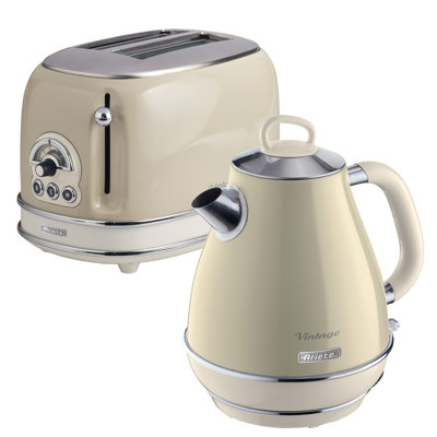 Ariete Vintage 1.7L Stainless Steel Jug Kettle with 2 Slice Toaster Set