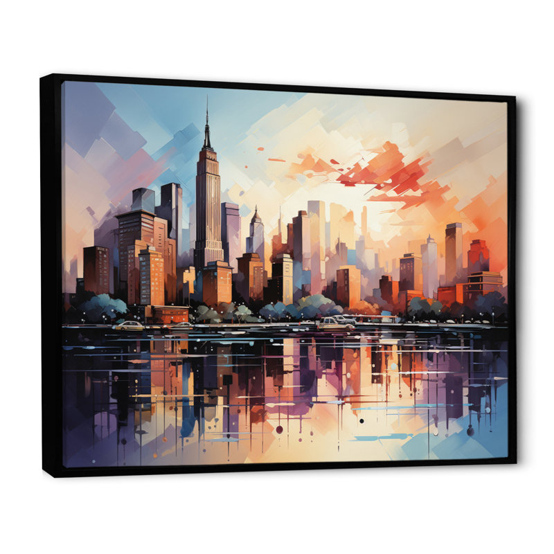 Pop Art New York II, reproduction d'art sur toile, H 16 po x l 32 po x P 1 po, Cadre flottant noir