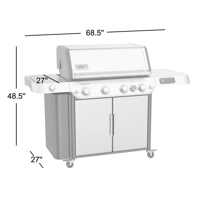 Weber Genesis Prem 435 Gas Grill, 4 Burner, Liquid Propane, Black
