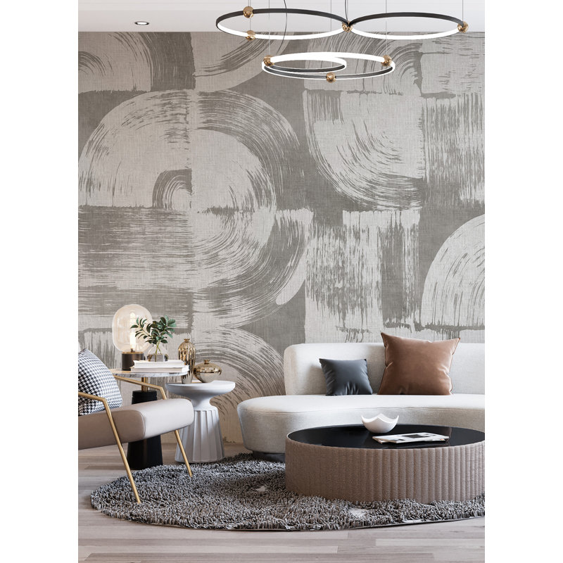 Dove Grey Abstract Brushstrokes Non-Pasted Wall Mural