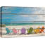 «Coastal Beach Colorful Beach Chairs on White Soft Sand», impression sur toile tendue-56335081-100893919-119401419