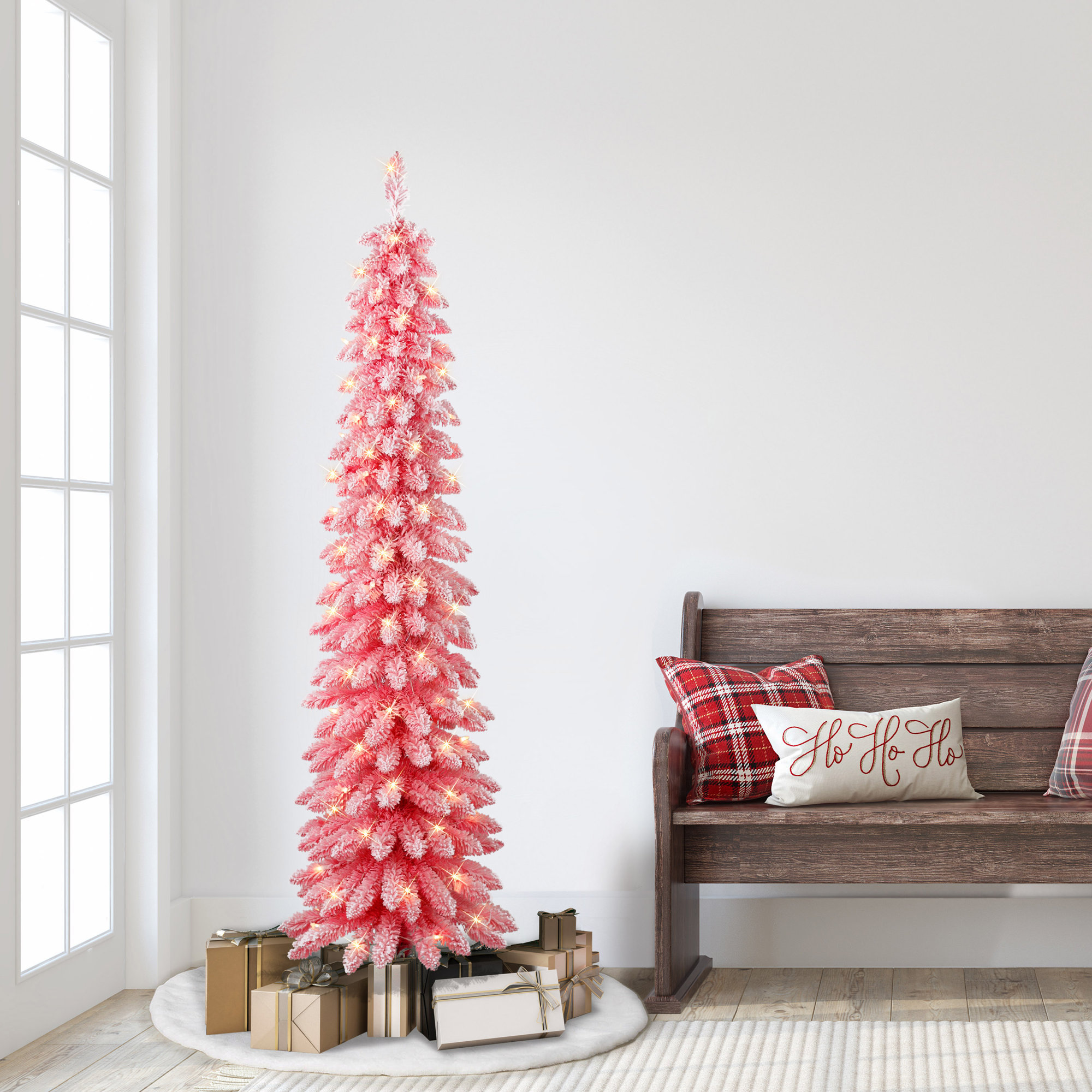 Gwendia Lighted Artificial Pine Christmas Tree, 6'