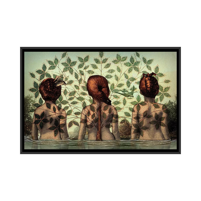 Sœurs par Catrin Welz-Stein - reproduction, H 26 po x l 40 po x 1,5 po, Pas de tapis, Toile avec cadre noir