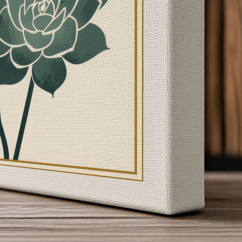 Layered Lotus Blooms Botanical - Wrapped Canvas, 24x16 - 61.0 x 40.6 cm, Cream Border