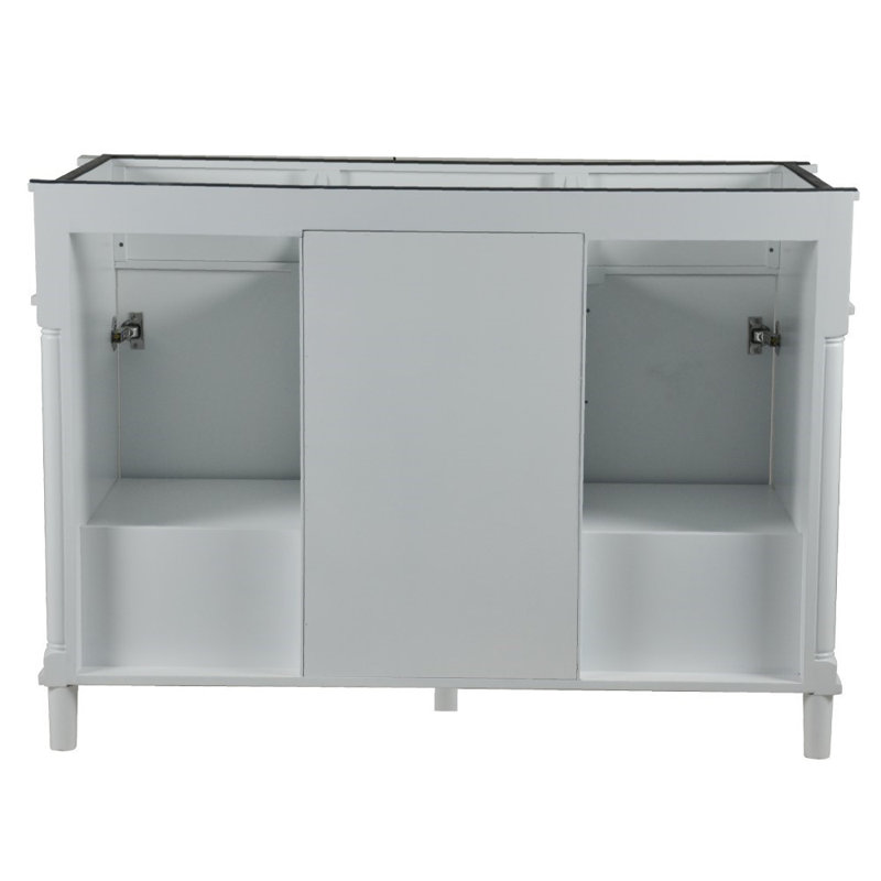 Meuble-lavabo double 48 po avec plateau en marbre de Carrare blanc Aimee-Lynn, Blanc