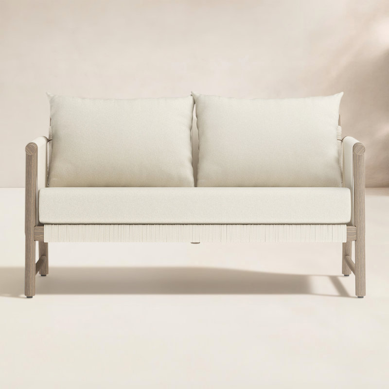 Naomie Acacia Love Seat With Roper Wicker