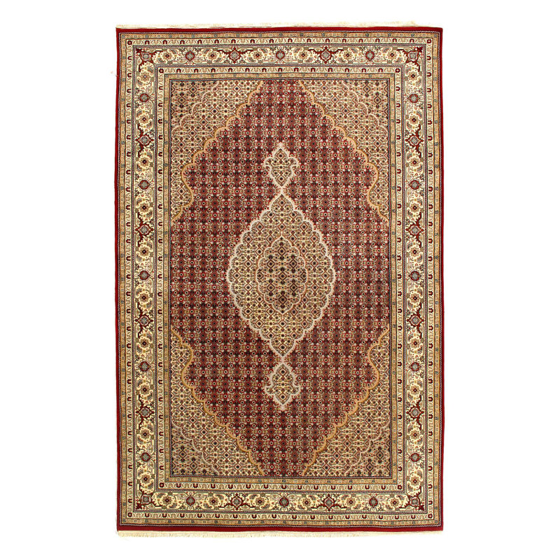Tapis en soie et laine véritable 6 pi 1 po x 9 pi 4 po Tabriz