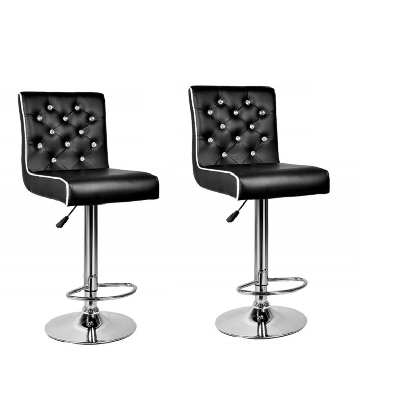 Tabouret de bar pivotant en similicuir réglable, Noir, Noir