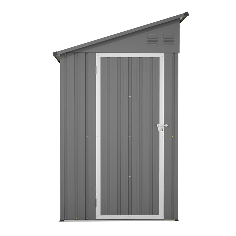 4 ft. W x 8 ft. D Metal Lean-to Storage Shed Foundation Kit Included（3.64 ft. Wx7.5 ft. D Floor Area）, Light Gray