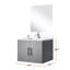 24 po L x P 22 po. Meuble-lavabo gris foncé, comptoir en quartz blanc avec robinet et surface de travail à miroir et comptoir de 18 po.