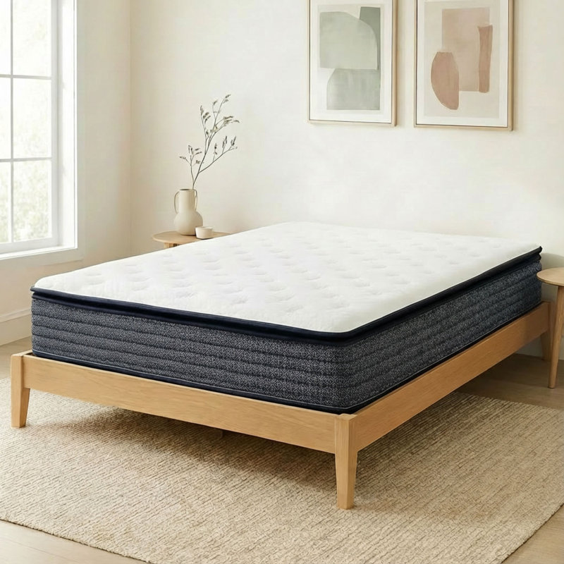 Matelas hybride à plateau-coussin en mousse viscoélastique de refroidissement moyenne 12 po, très grand, Très grand lit, 12"