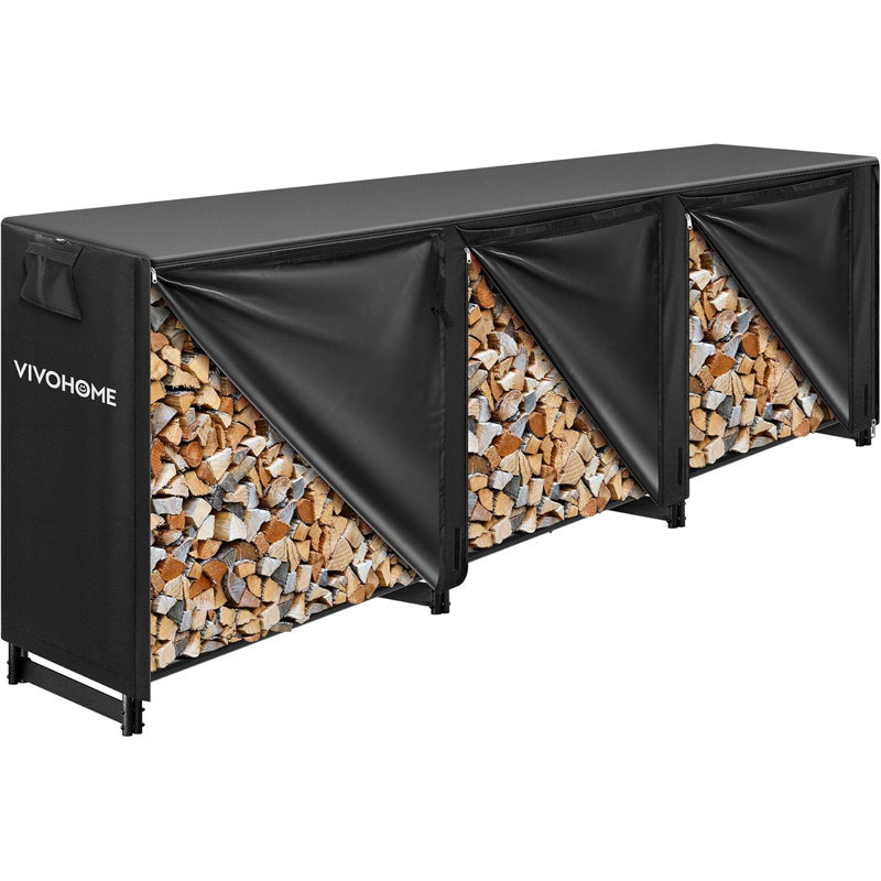 Support à bois de chauffage robuste de 10 pi avec couvercle