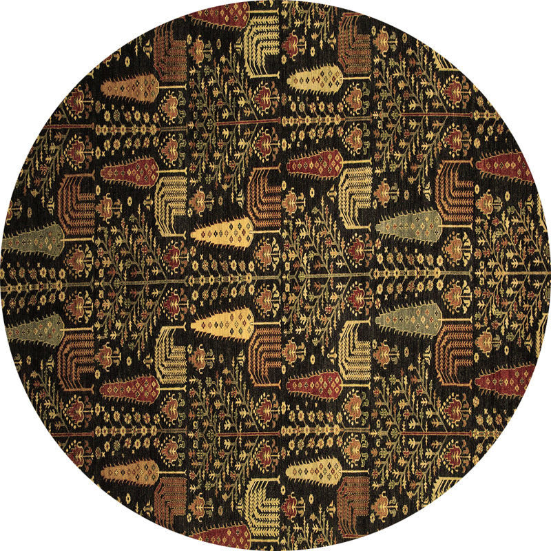 Tapis oriental oriental noir / brun 8 pi fabriqué à la machine