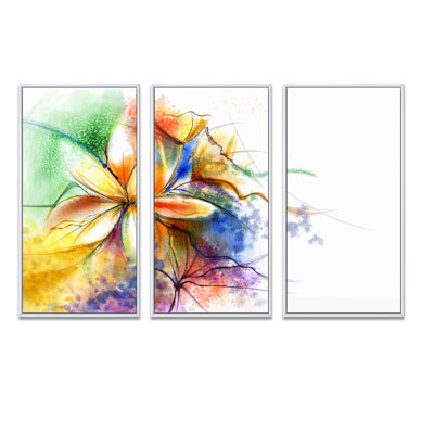 Abstrait multicolore à fleurs multicolores, ensemble d'art mural sur toile encadré floral