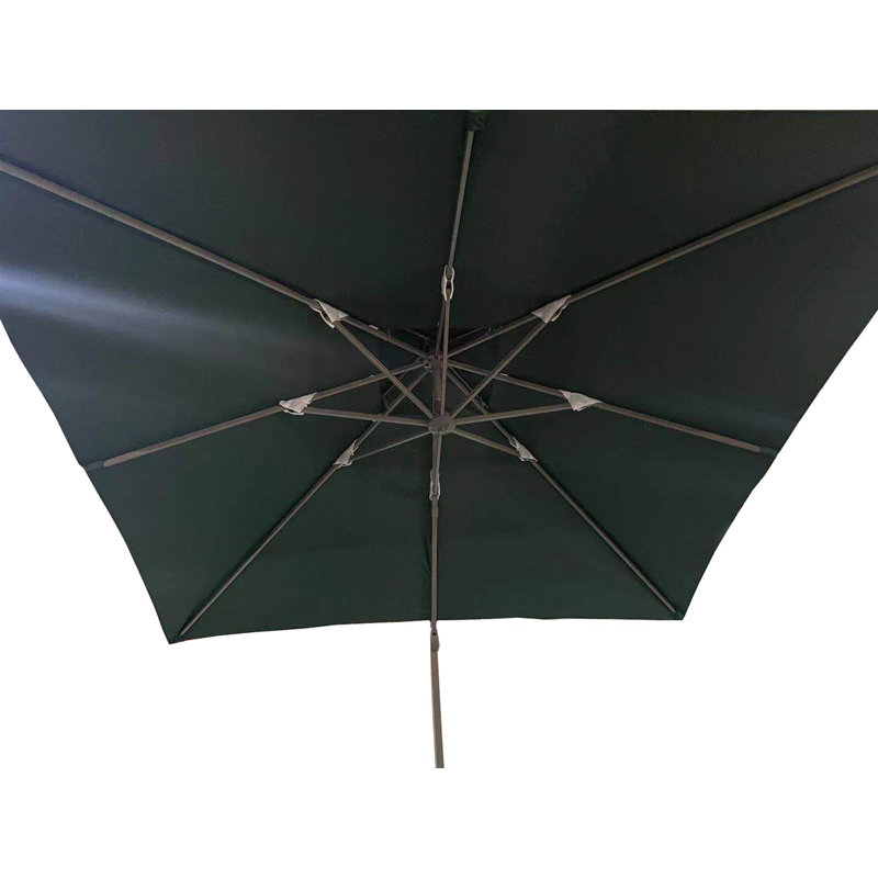 264cm Green Square Parasol with Cross Base and 77mm Aluminium Pole